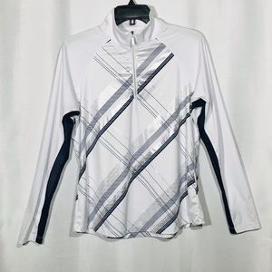 Greg Norman Golf Women's Solar XP Long Sleeve White Blue Silver Top Size Large